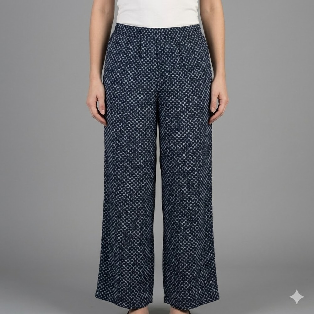 Philosophy Republic‎ Clothing Wide Leg Pull On Pants S Blue Pattern